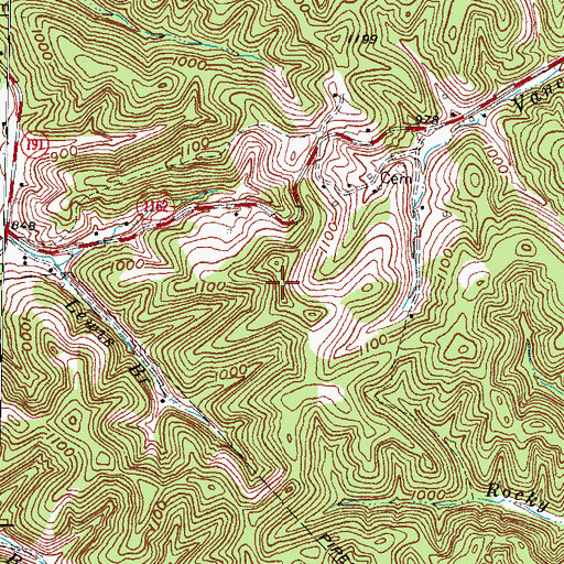 Topographic Map of Jeff Lewis Hill, KY