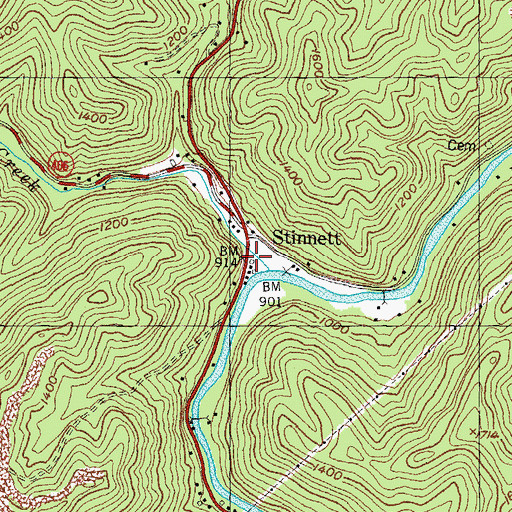 Topographic Map of Stinnett Post Office, KY