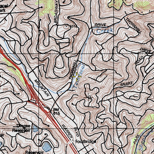 Topographic Map of Thornhill Elementary School, CA