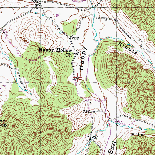 Topographic Map of Happy Hollow School (historical), KY
