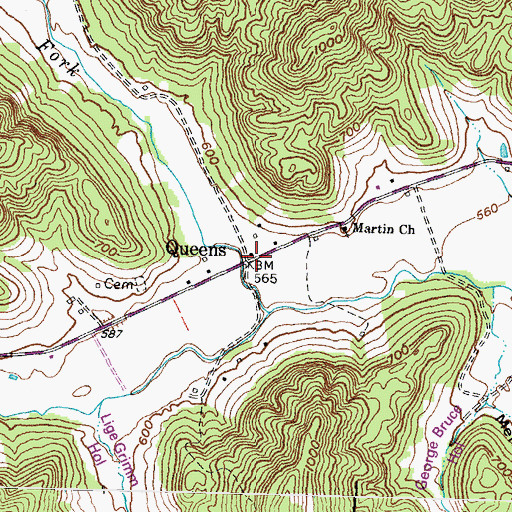 Topographic Map of Martins Fork Post Office (historical), KY
