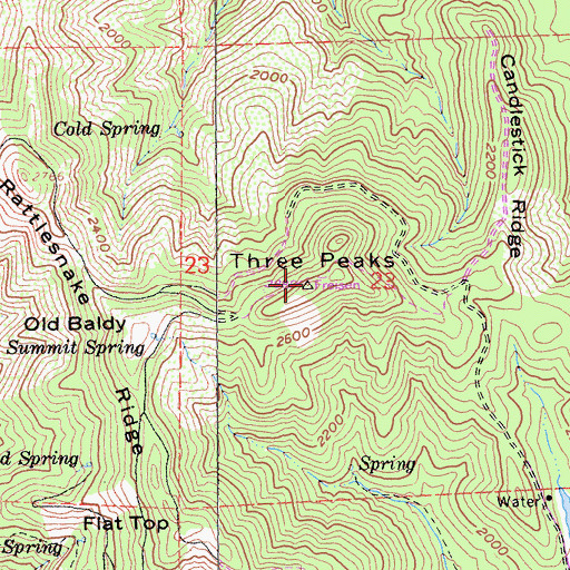 Topographic Map of Three Peaks, CA