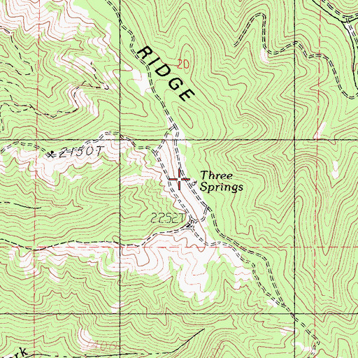 Topographic Map of Three Springs, CA