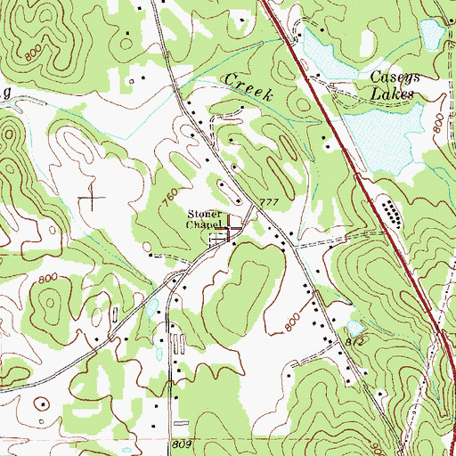 Topographic Map of Stoner Chapel Cemetery, GA