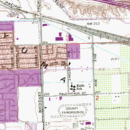 Topographic Map of Yuma Lutheran School, AZ