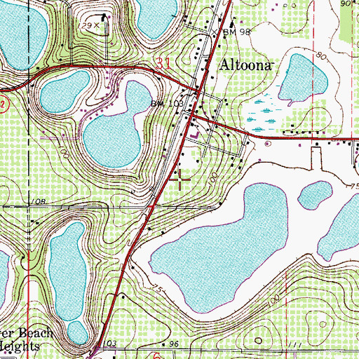 Topographic Map of Altoona Post Office, FL