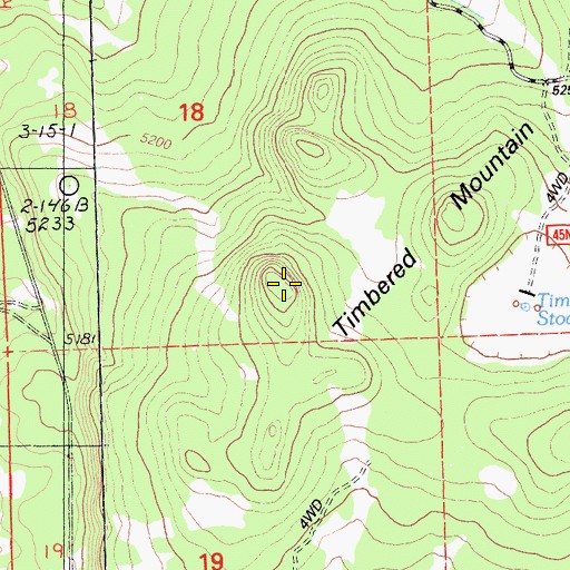 Topographic Map of Timbered Mountain, CA