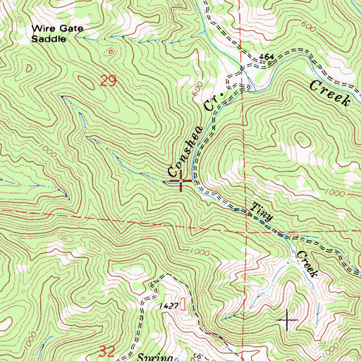 Topographic Map of Tiny Creek, CA