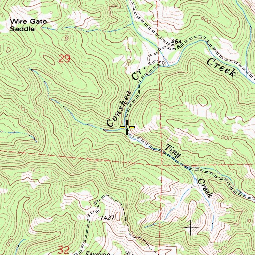 Topographic Map of Tiny Creek, CA