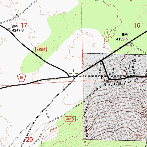 Topographic Map of Tionesta Post Office, CA
