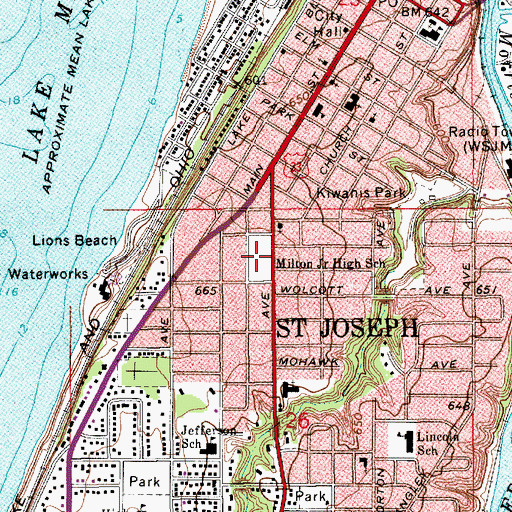 Topographic Map of Milton Park, MI