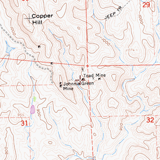 Topographic Map of Toad Mine, CA