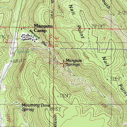 Topographic Map of Mangum Springs, AZ