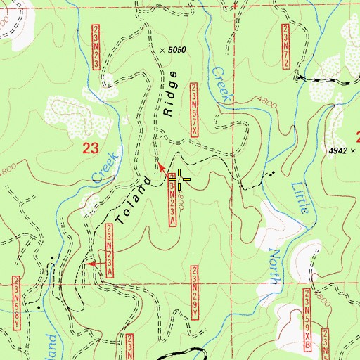 Topographic Map of Toland Ridge, CA