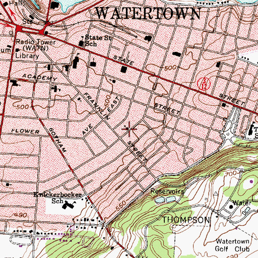 Topographic Map of Central Church of Christ, NY