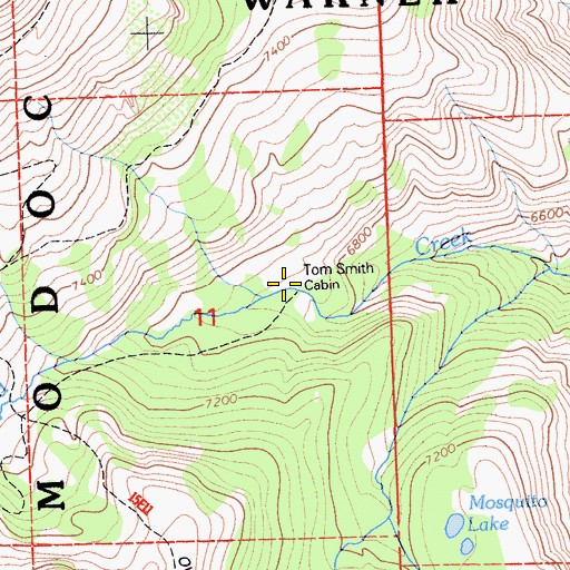 Topographic Map of Tom Smith Cabin, CA