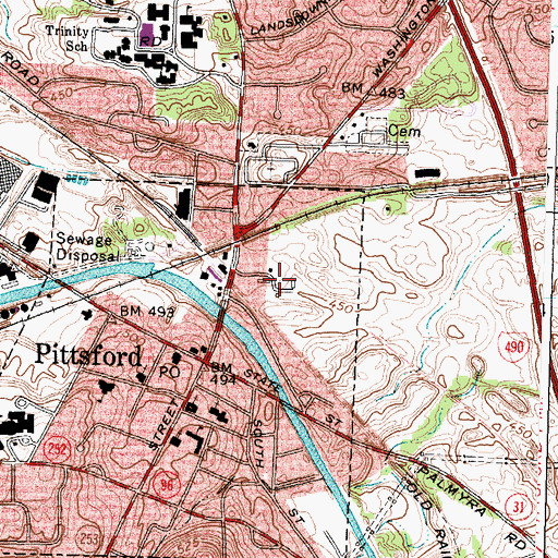 Topographic Map of Pittsford Farms, NY