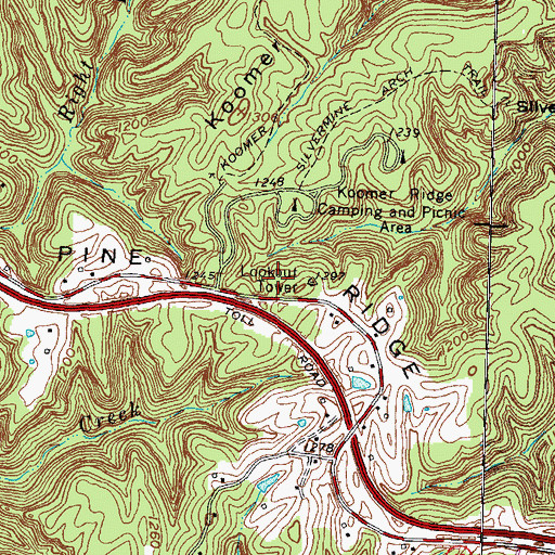 Topographic Map of Pine Ridge Lookout Tower, KY