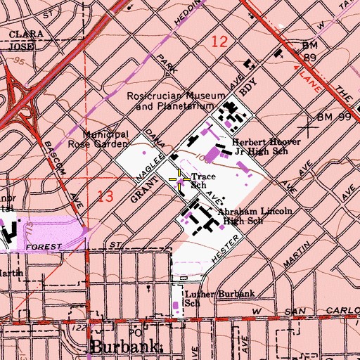 Topographic Map of Merritt Trace Elementary School, CA