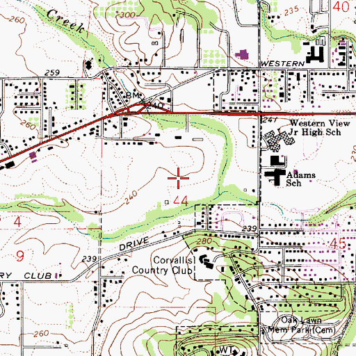 Topographic Map of Ashbrook Independent School, OR