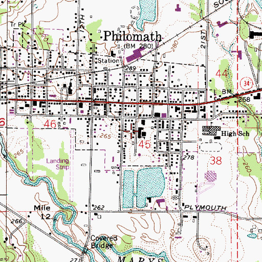 Topographic Map of Philomath Elementary School, OR