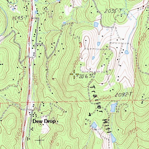 Topographic Map of Trailer Hill, CA