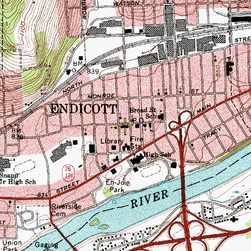 Topographic Map of Seton Catholic High School (historical), NY