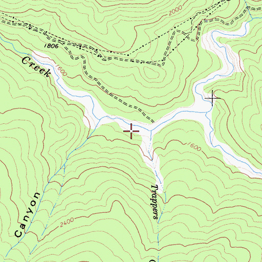 Topographic Map of Trappers Creek, CA
