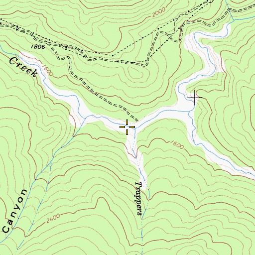 Topographic Map of Trappers Creek, CA