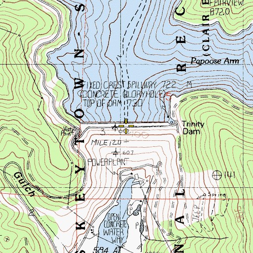Topographic Map of Trinity Dam, CA