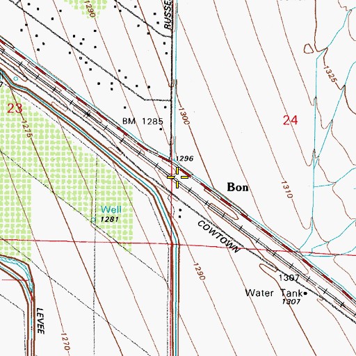 Topographic Map of Ben Railroad Station, AZ