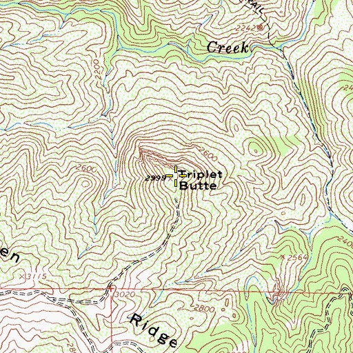 Topographic Map of Triplet Butte, CA