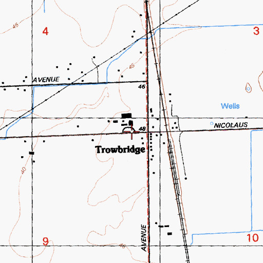 Topographic Map of Trowbridge, CA