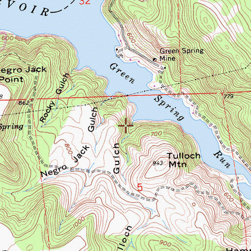 Topographic Map of Tulloch Gulch, CA