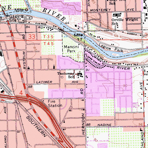 Topographic Map of Tuolumne Elementary School, CA