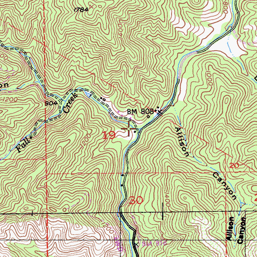 Topographic Map of Twin Fall Creek, CA