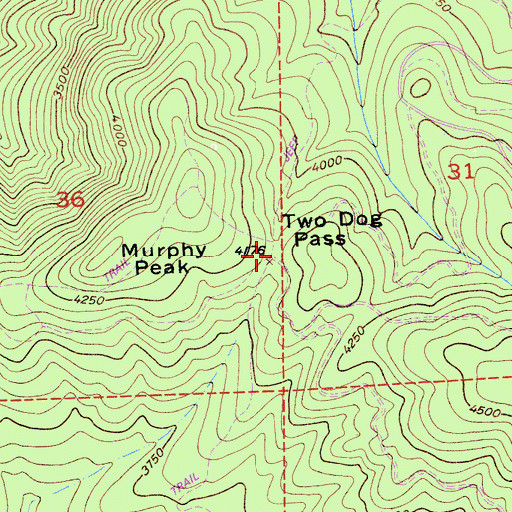 Topographic Map of Two Dog Pass, CA