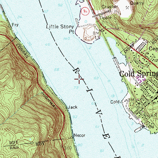 Topographic Map of Martyrs Reach, NY