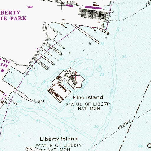 Topographic Map of Ellis Island Immigration Museum, NY