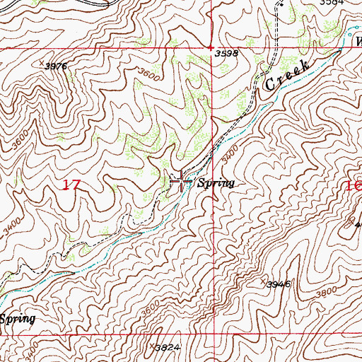 Topographic Map of Copper Springs, AZ