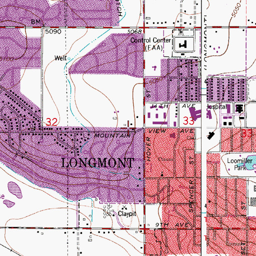 Topographic Map of Longmont Fire Department Station 2, CO