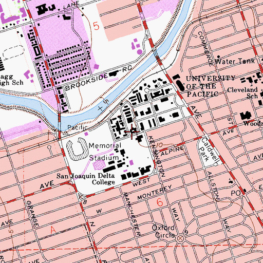 Topographic Map of University of the Pacific, CA