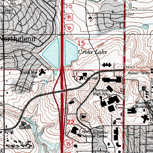 Topographic Map of Thornton Fire Department Administration, CO