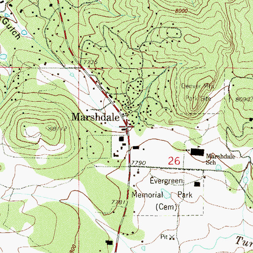 Topographic Map of Evergreen Fire / Rescue Station 3, CO