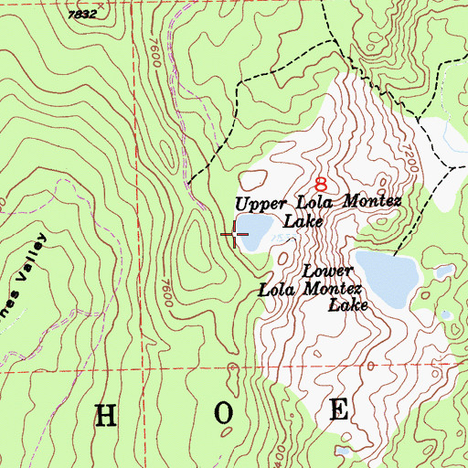 Topographic Map of Upper Lola Montez Lake, CA