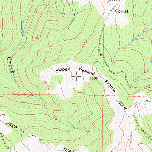 Topographic Map of Upper Peaked Prairie, CA