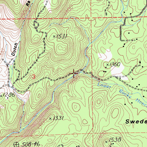 Topographic Map of Upper Rocky Honcut Creek, CA