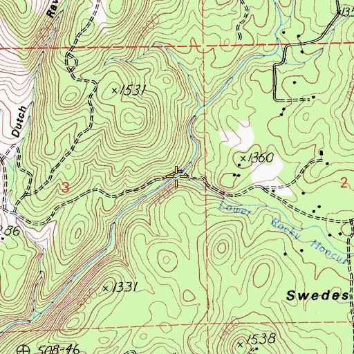 Topographic Map of Upper Rocky Honcut Creek, CA