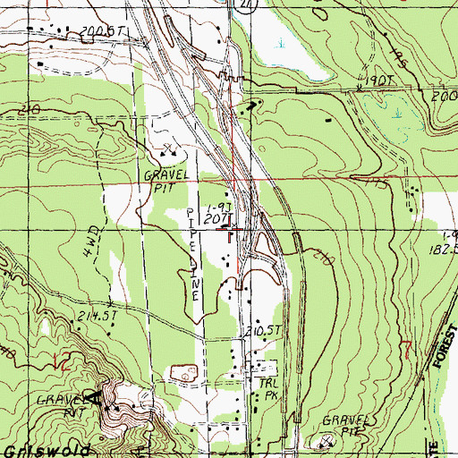 Topographic Map of Topinabee Public Library, MI