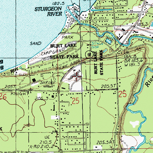 Topographic Map of Inland Lakes School, MI